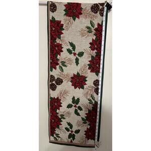 Poinsettia Christmas Red & Green Holiday Table Runner